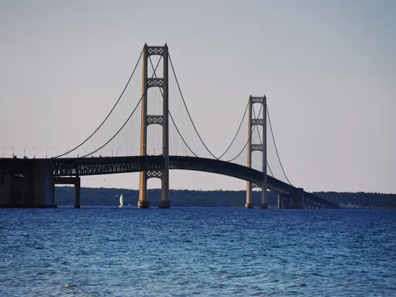 The Mackinac Bridge spanning the Straits of Mackinac