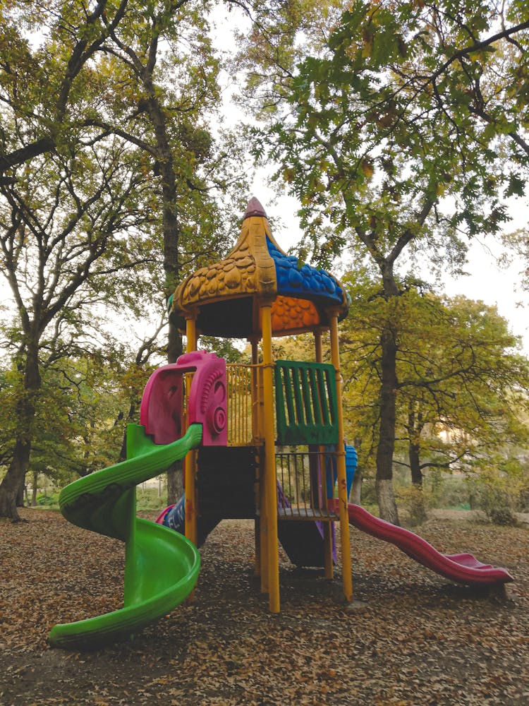 Colorful Slides On Playground