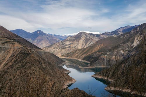 ドローン撮影, 山岳, 湖の無料の写真素材