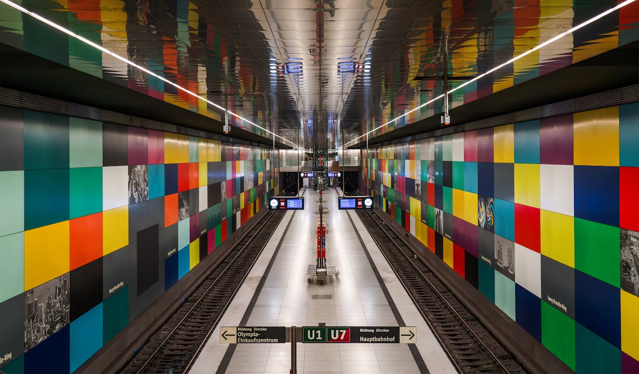 Empty Platform at Railway Station in Munchen