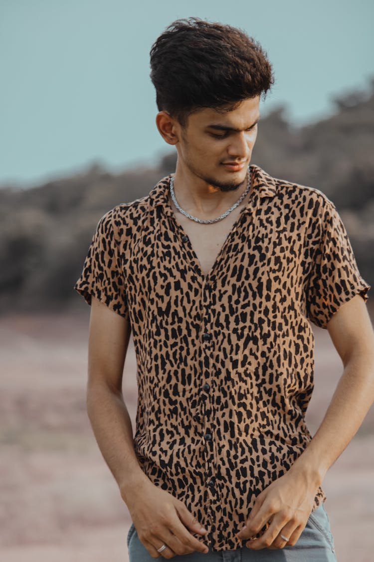 Brunette In Leopard Print Shirt