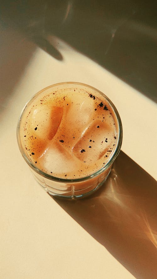Glass of Iced Coffee with Ice Cubes