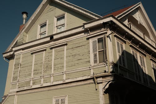 Sunlit Wall of Vintage House