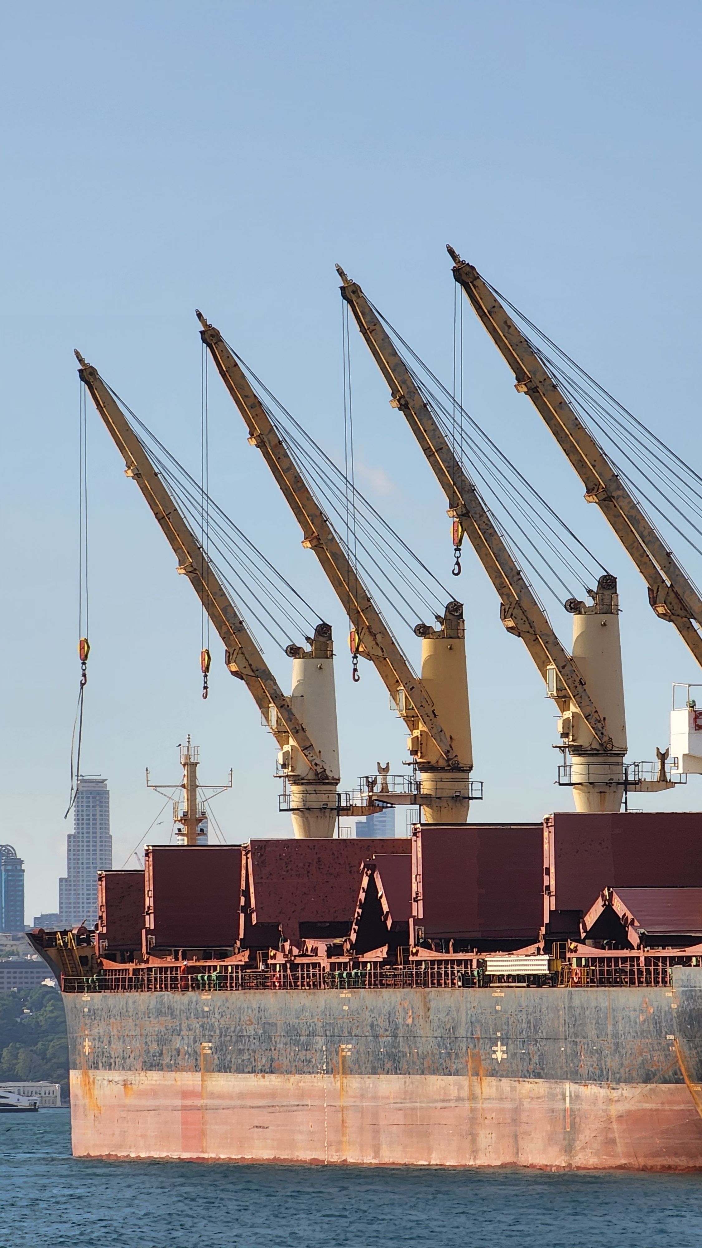 Construction Cranes Over Container Ship Free Stock Photo