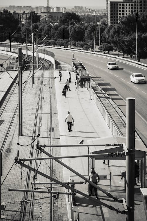 Tram Stop in City in Turkey