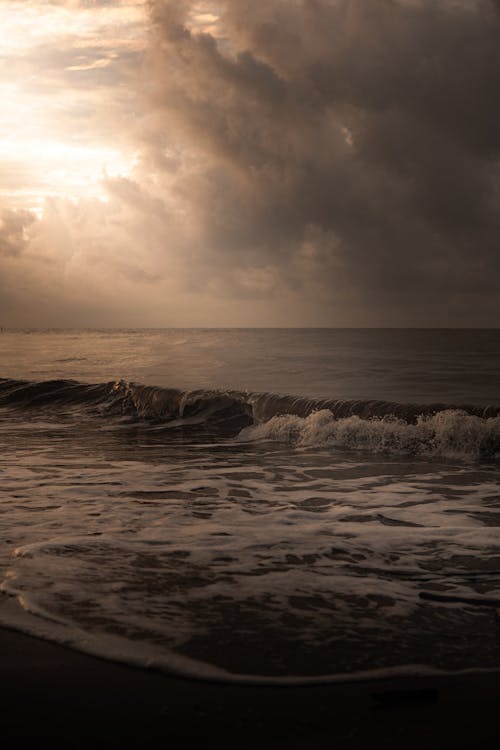 Scenic View of Sea and Beach at Dusk 