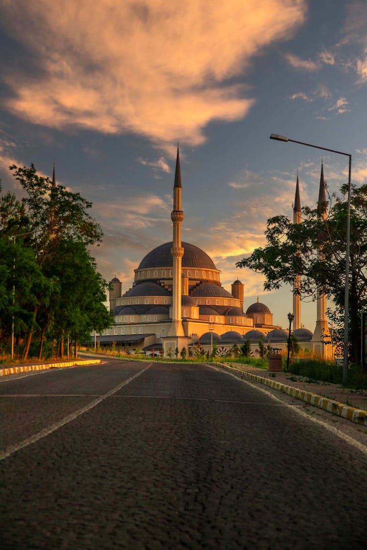 Mosque Behind Empty Street