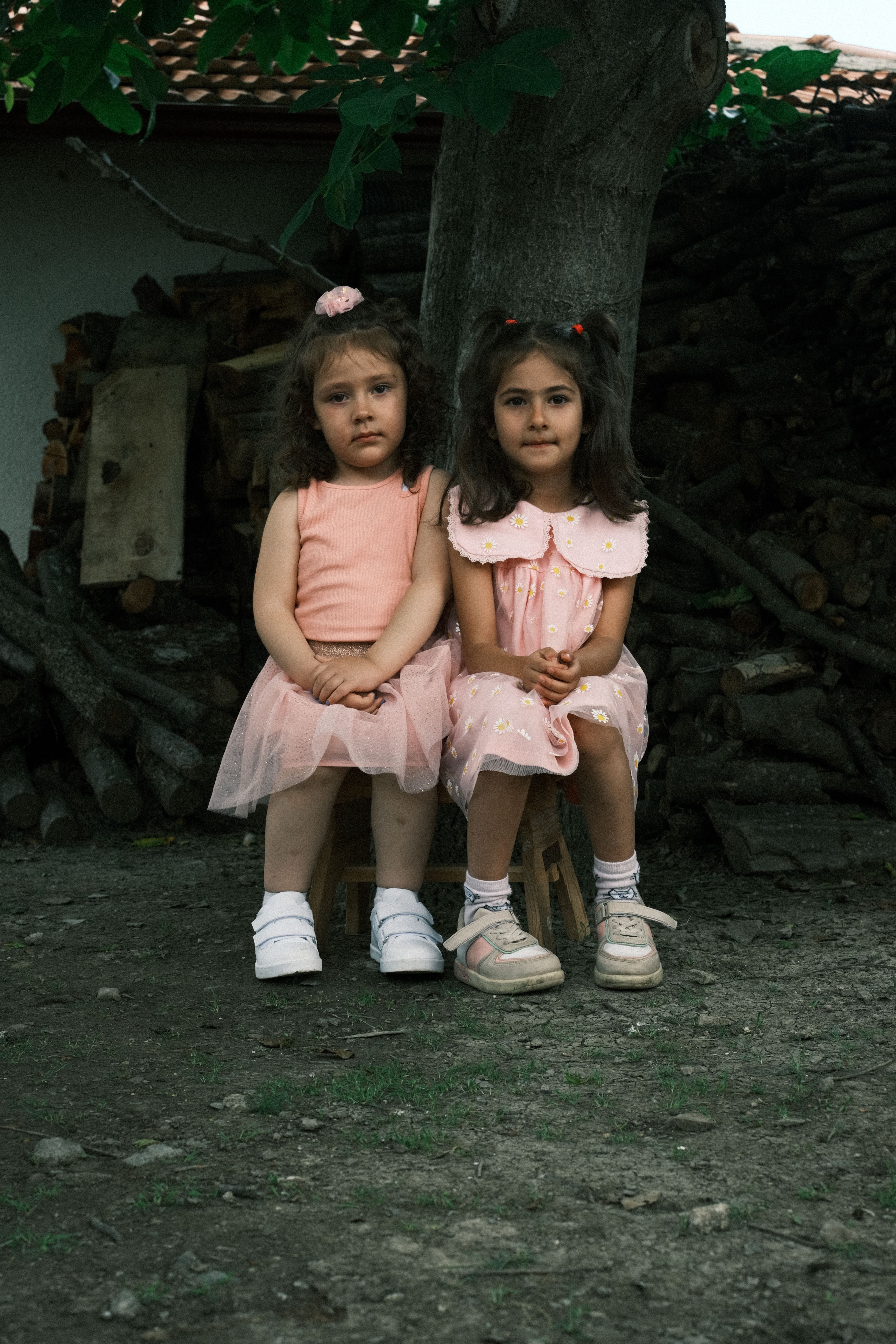 Sitting Girls in Pink Skirt and Dress · Free Stock Photo