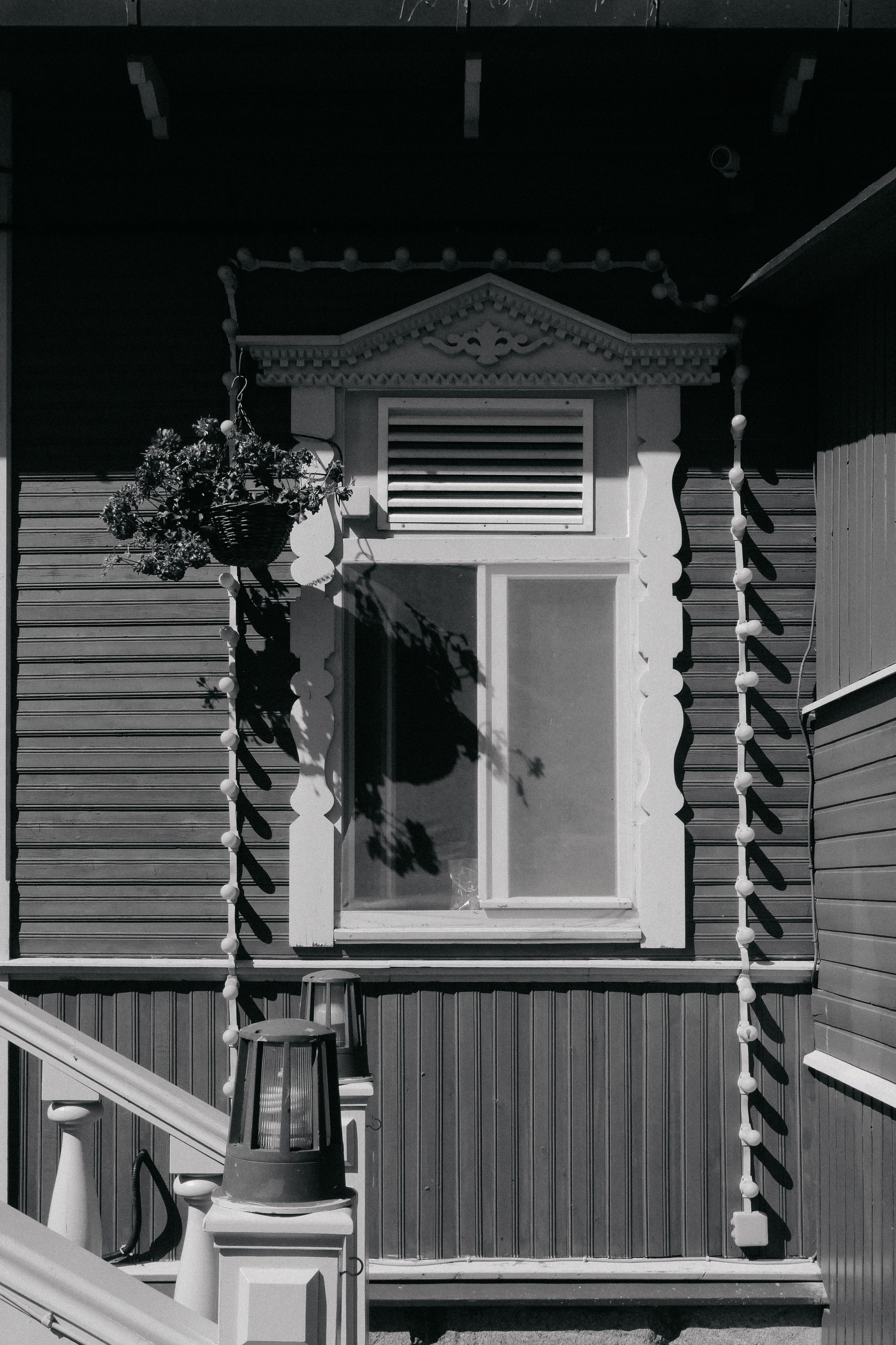 Black and White Picture of a Facade of a Traditional House · Free Stock ...