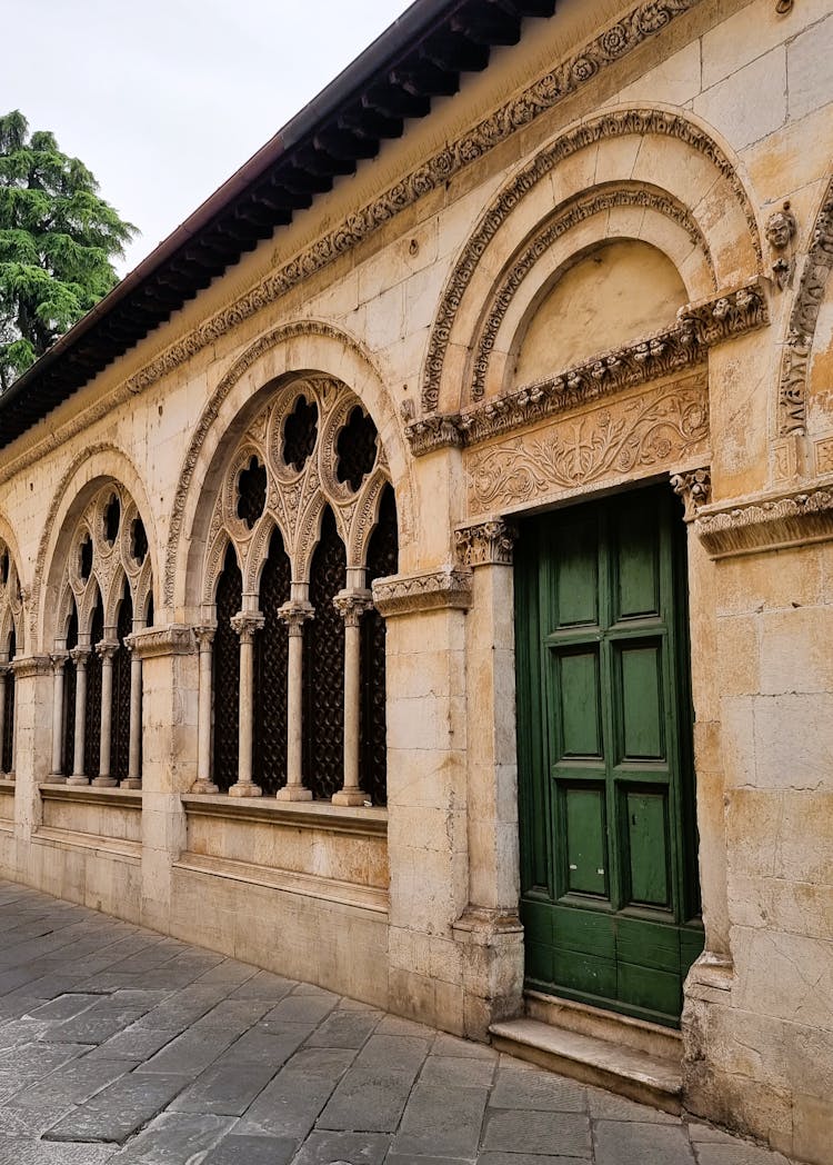 Facade Of The Church Of St Maria Della Rosa In Lucca, Tuscany, Italy