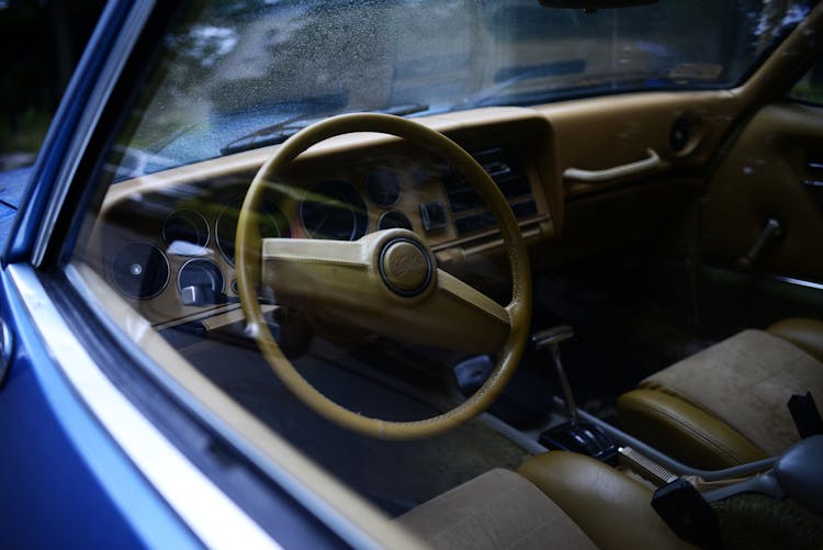 Steering Wheel Of Vintage Car