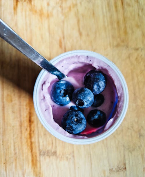 Free Yogurt with Blueberries Stock Photo