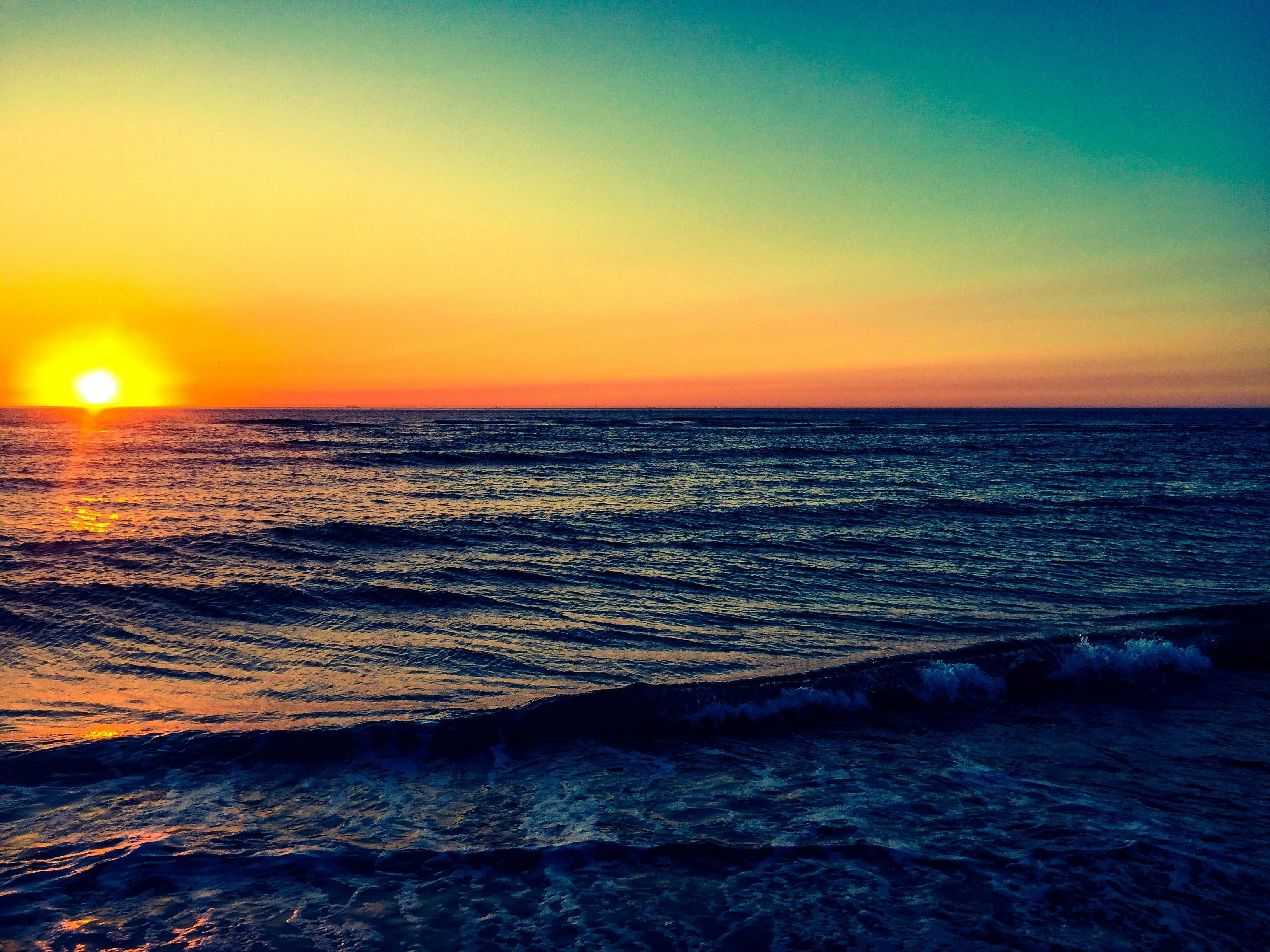 Free stock photo of evening sun, North Sea, sea