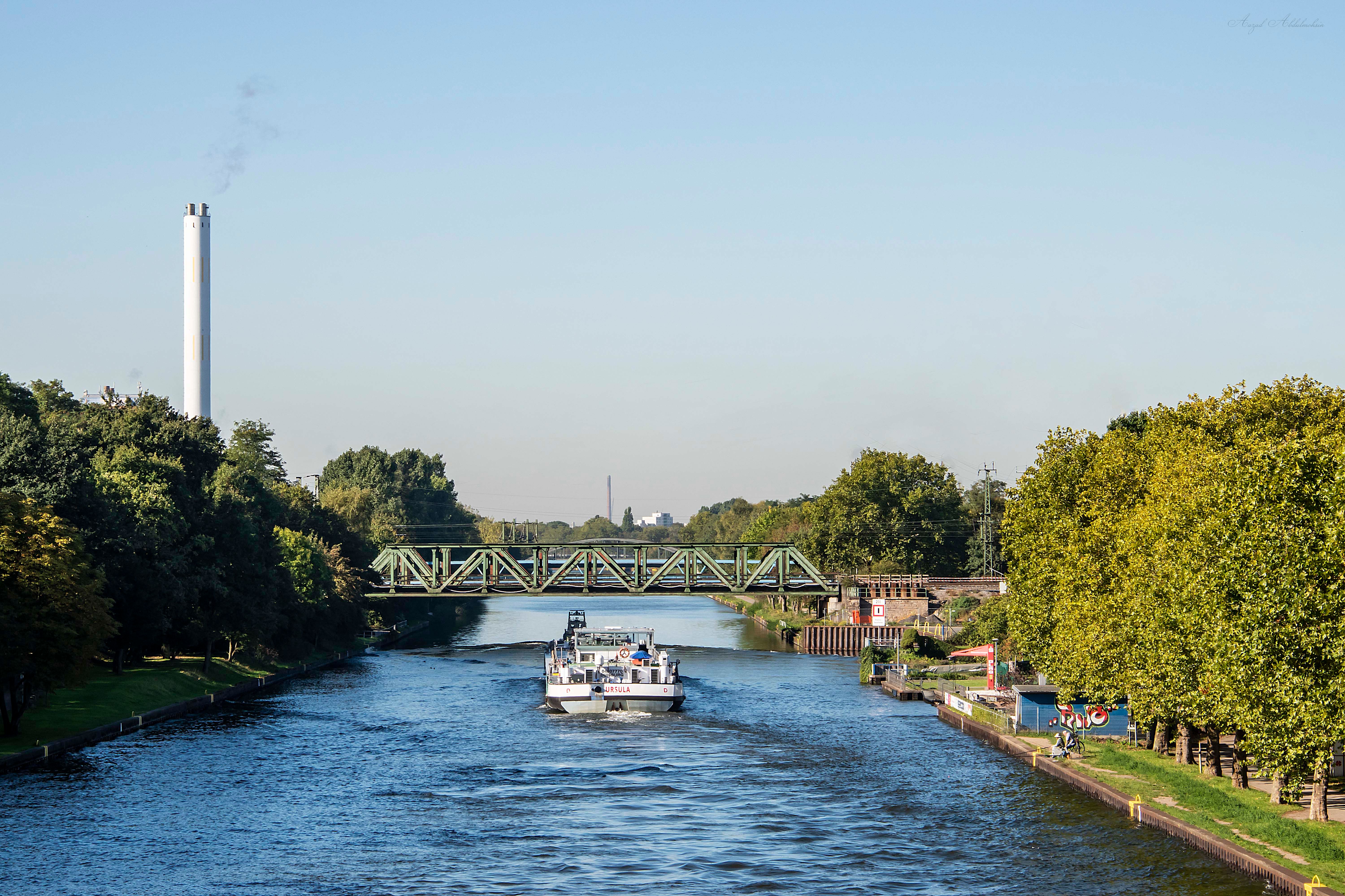 A bridge crossing a wide river