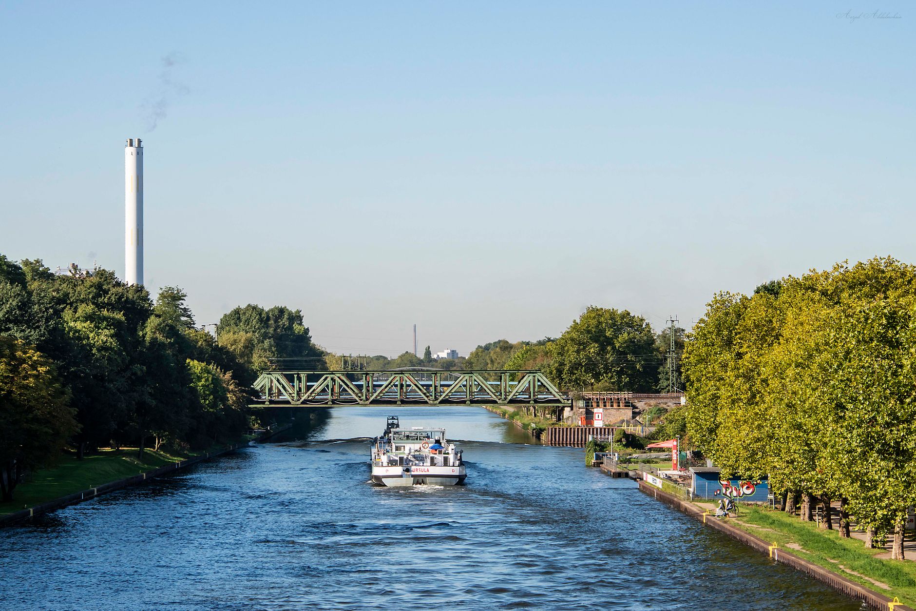A bridge crossing a wide river