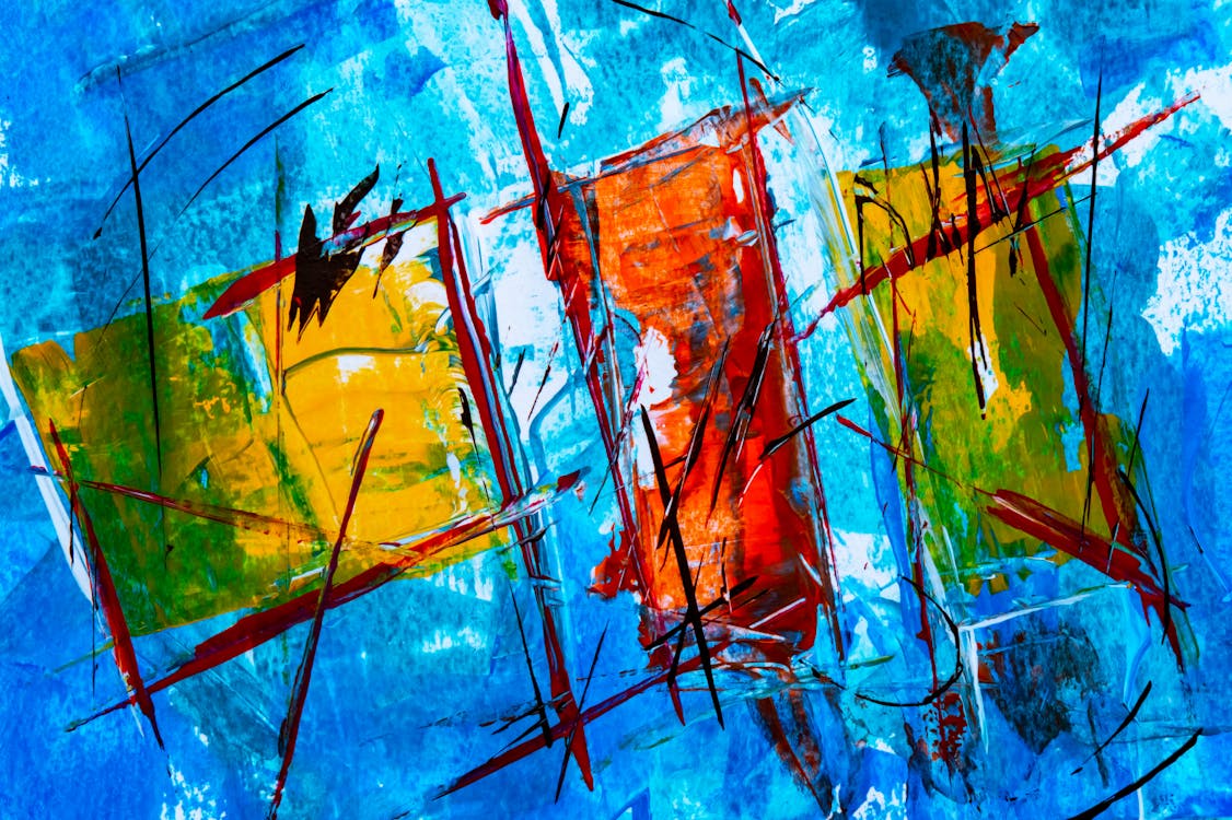 Malarstwo Abstrakcyjne Czerwony I Niebieski