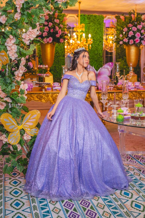 Portrait of a Quinceañera in a Purple Dress