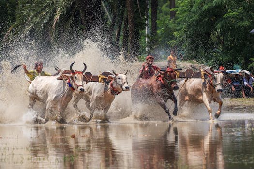 Exciting bull racing event in rural India showcasing tradition and skill.