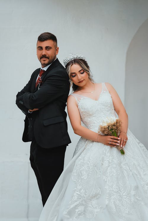 Portrait of Newlyweds Standing Together
