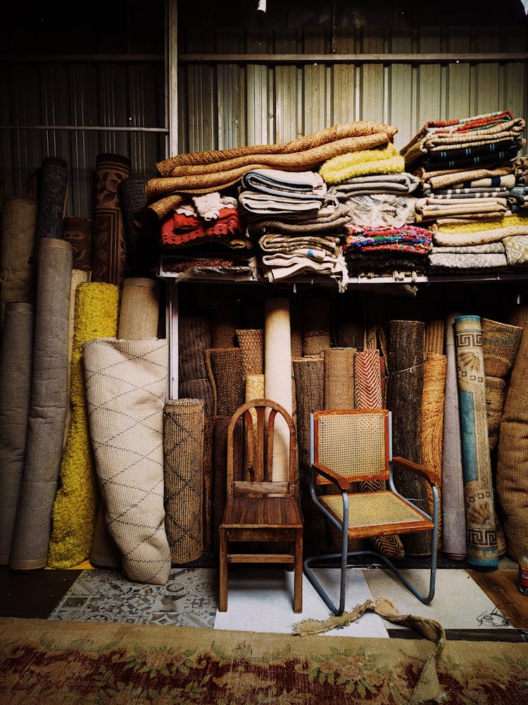 Warehouse With Rugs And Carpets