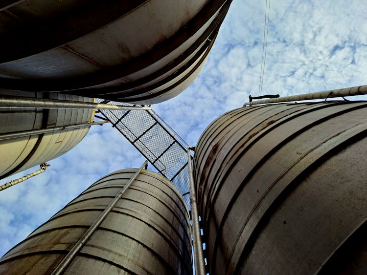 Circular Containers In A Factory