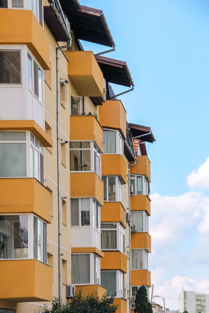 Modern apartment building exterior in city