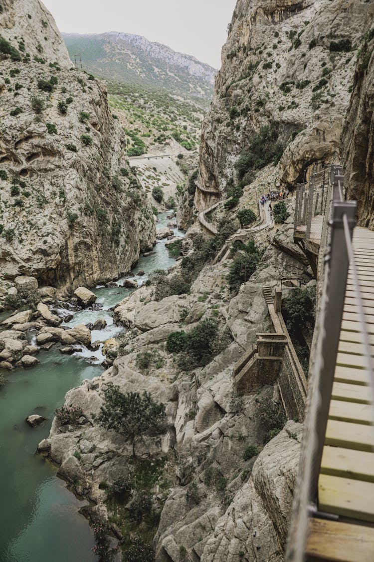 Narrow Footpath With Steps In A Mountain Gorge, Caminito Del Rey, Spain