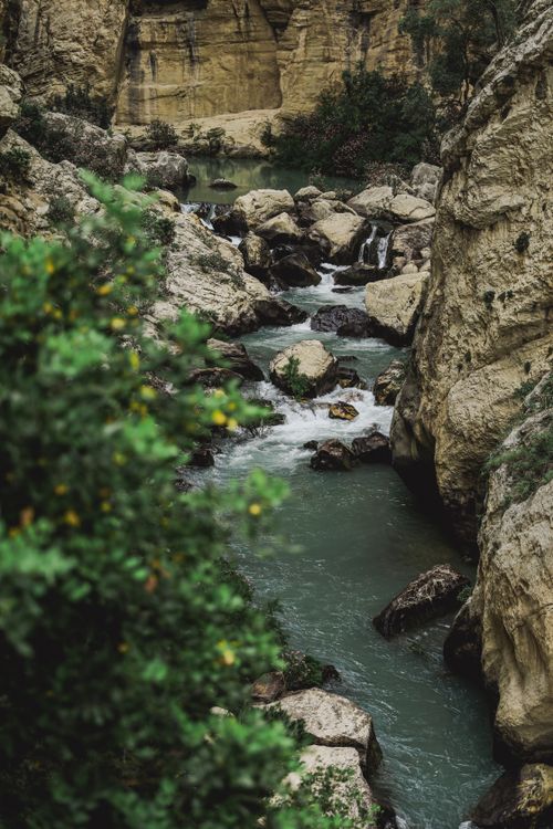 Free Discover the stunning rocky river landscape in Caminito del Rey, Spain, ideal for nature enthusiasts. Stock Photo