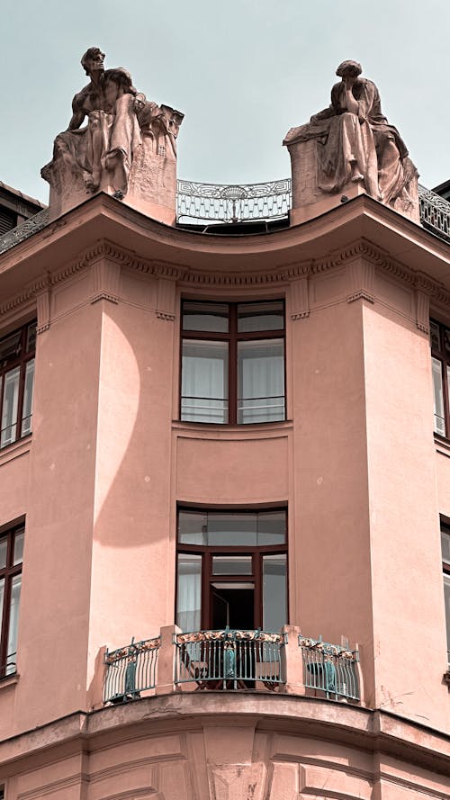 Balcony in a Traditional Pink Building 