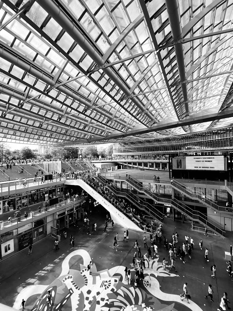 Railway Station In Paris In Black And White 