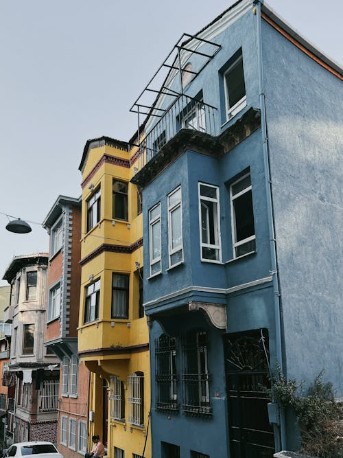 Facades of Colorful Townhouses