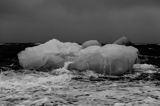Grayscale Photography of Glacier