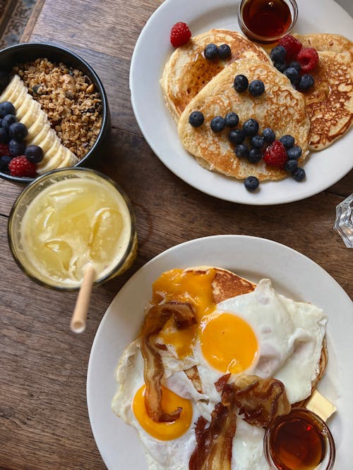 Free Breakfast Dishes on the Table  Stock Photo