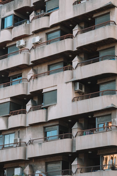 Concrete Residential Building with Balconies