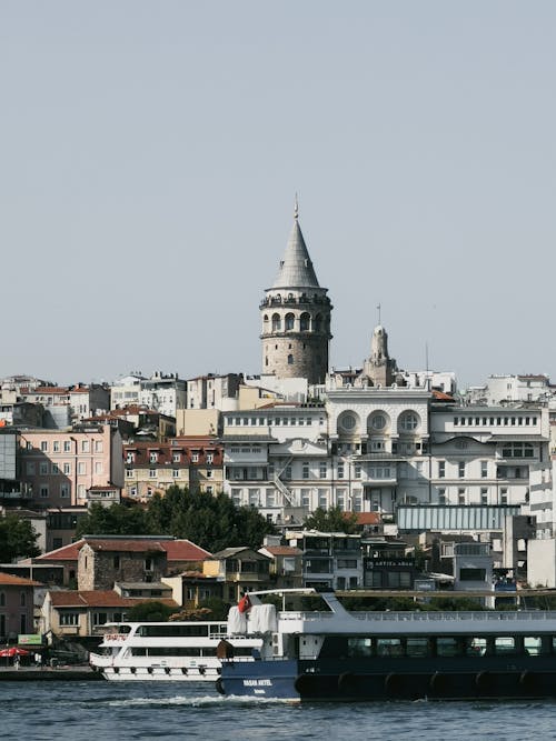 Galata Tower over Sea Coast in Istanbul