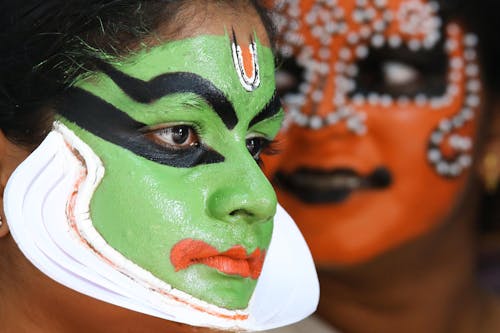 Foto d'estoc gratuïta de actuació, ballarí de kathakali, colorit