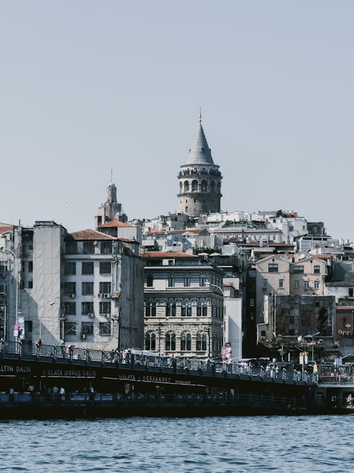 Istanbul Waterfront and Galata Tower in the Distance 