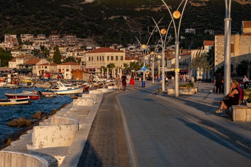 Free Explore the picturesque seaside promenade of Yenifoca, İzmir, Türkiye, capturing coastal charm and vibrant town life. Stock Photo