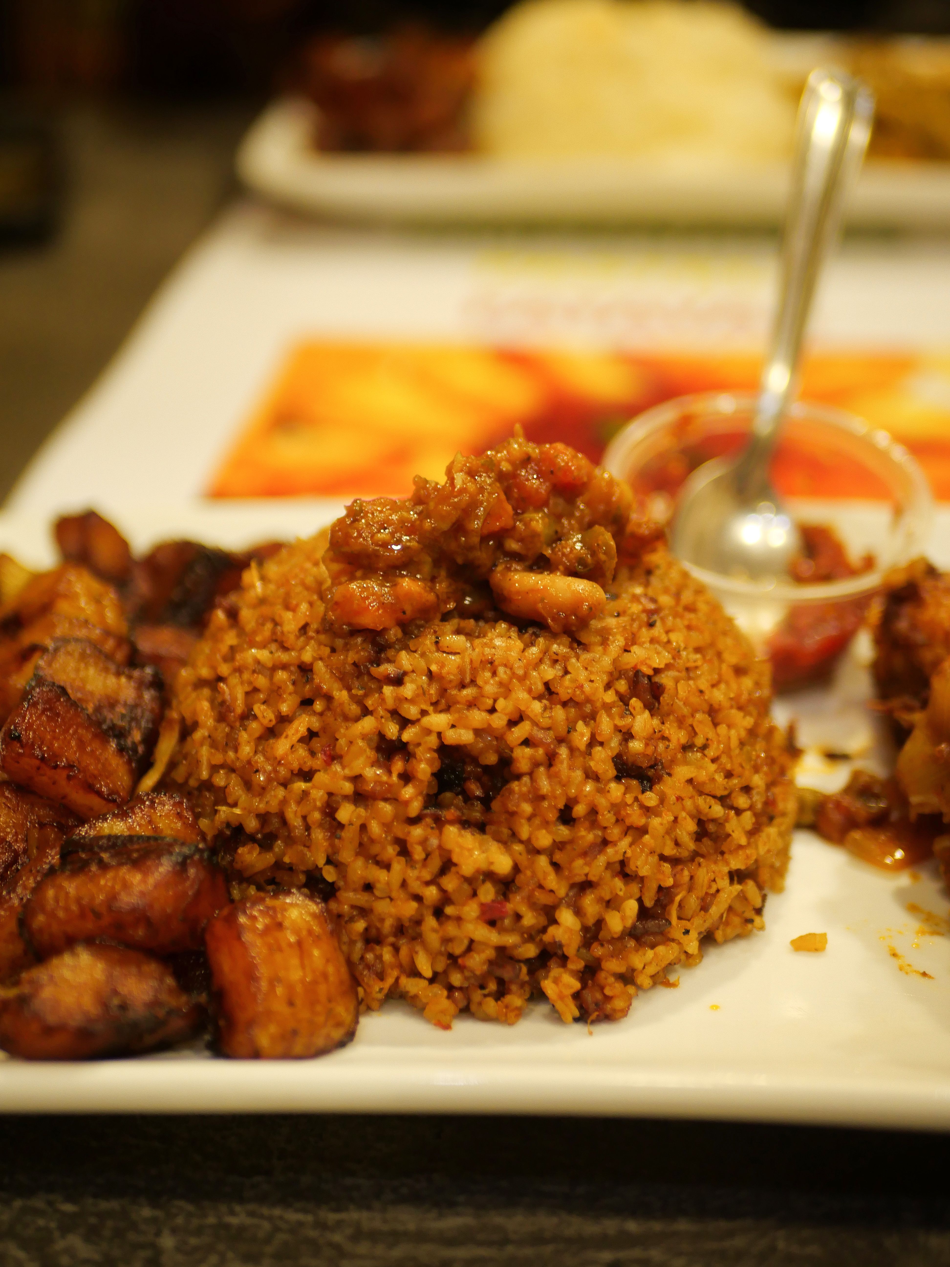 Fried Cubes and Rice on White Plate · Free Stock Photo