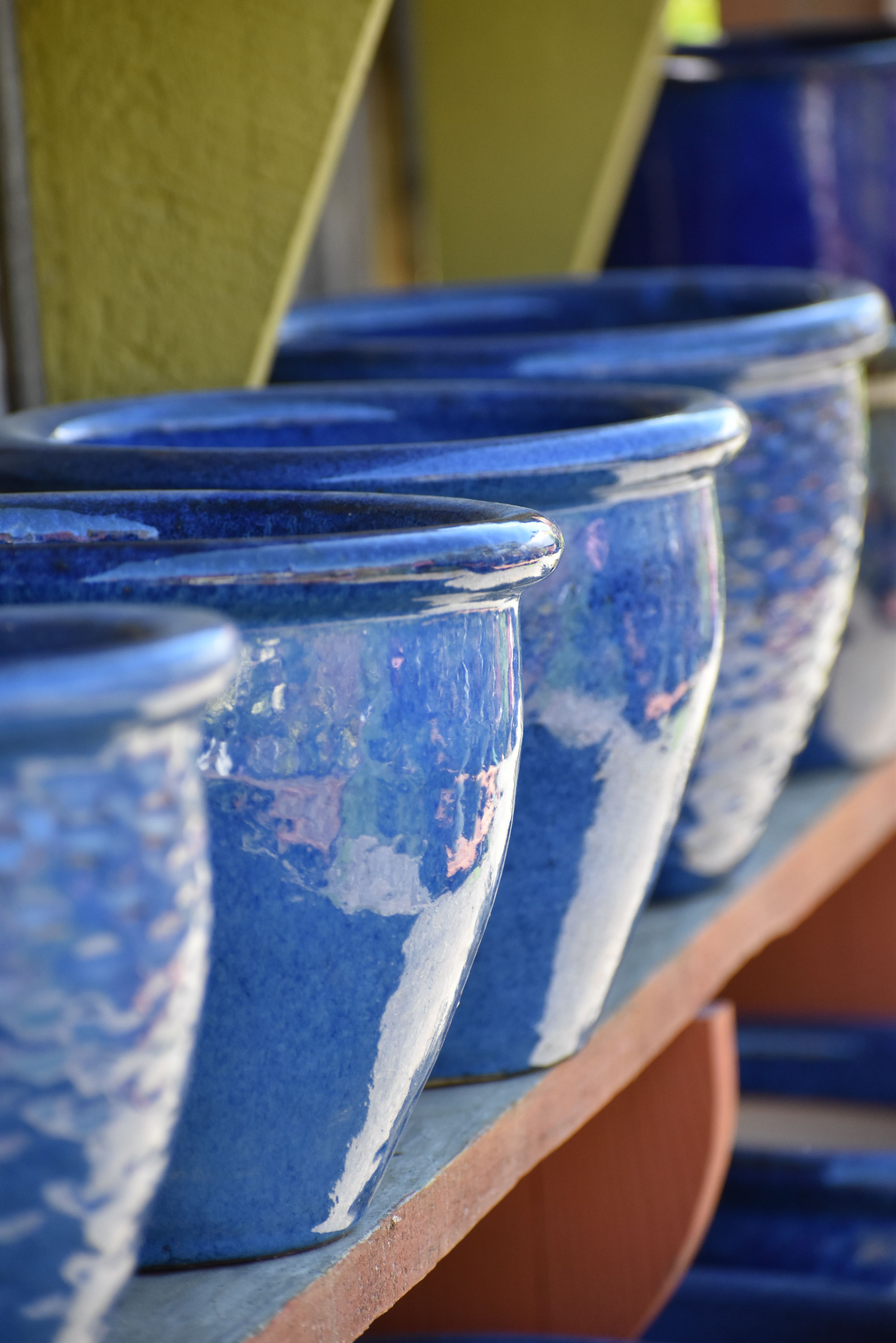 Close-up of Blue Ceramic Pots · Free Stock Photo