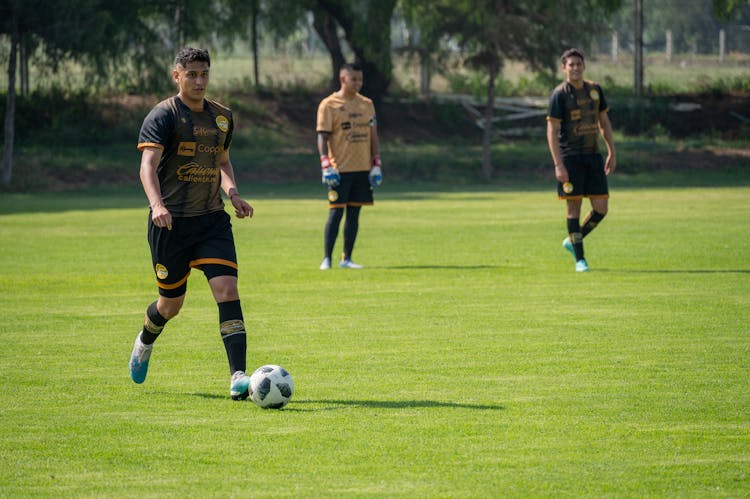 Soccer Player Preparing To Pass A Ball