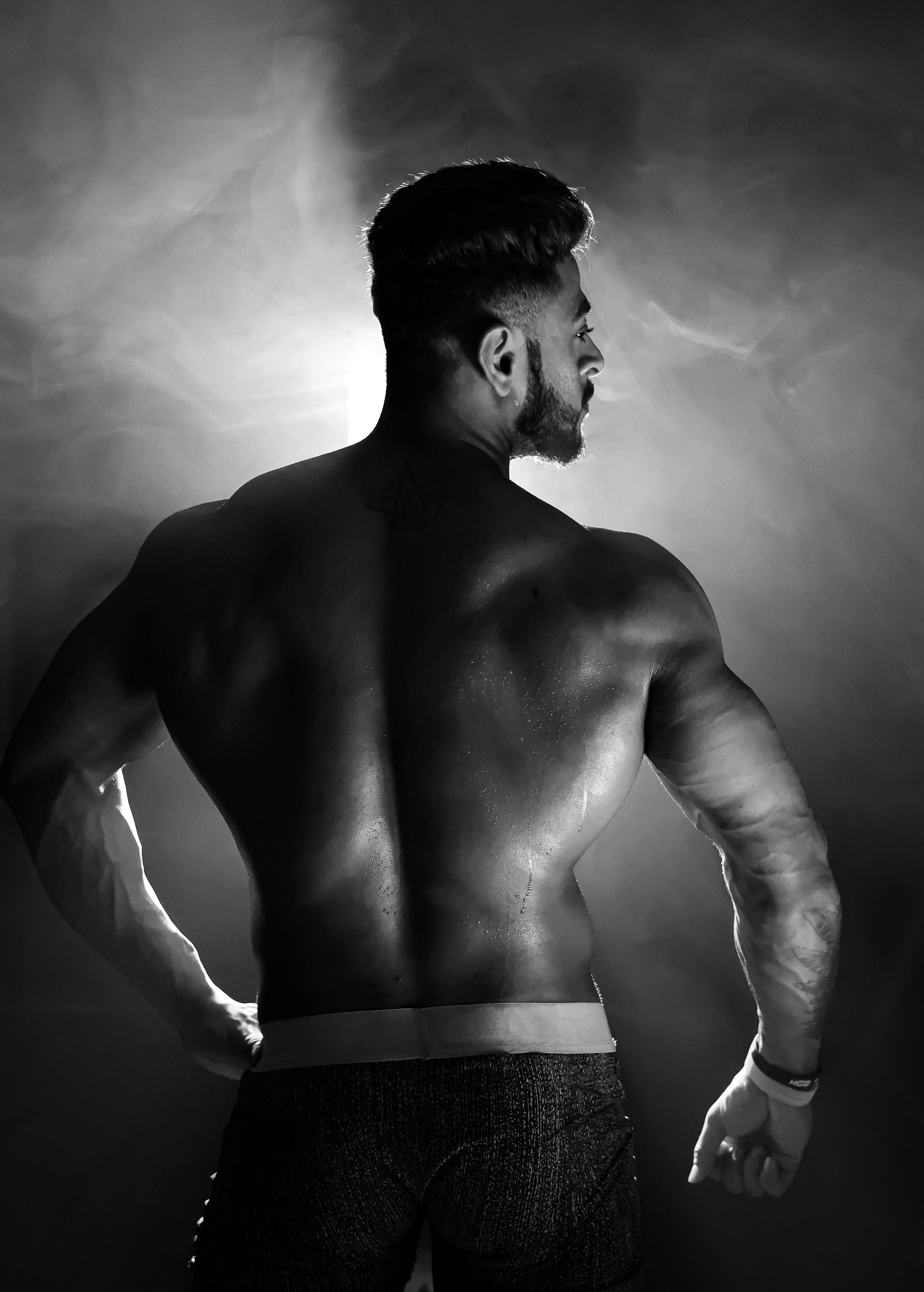 Black and White Photo of a Muscular Shirtless Man · Free Stock Photo