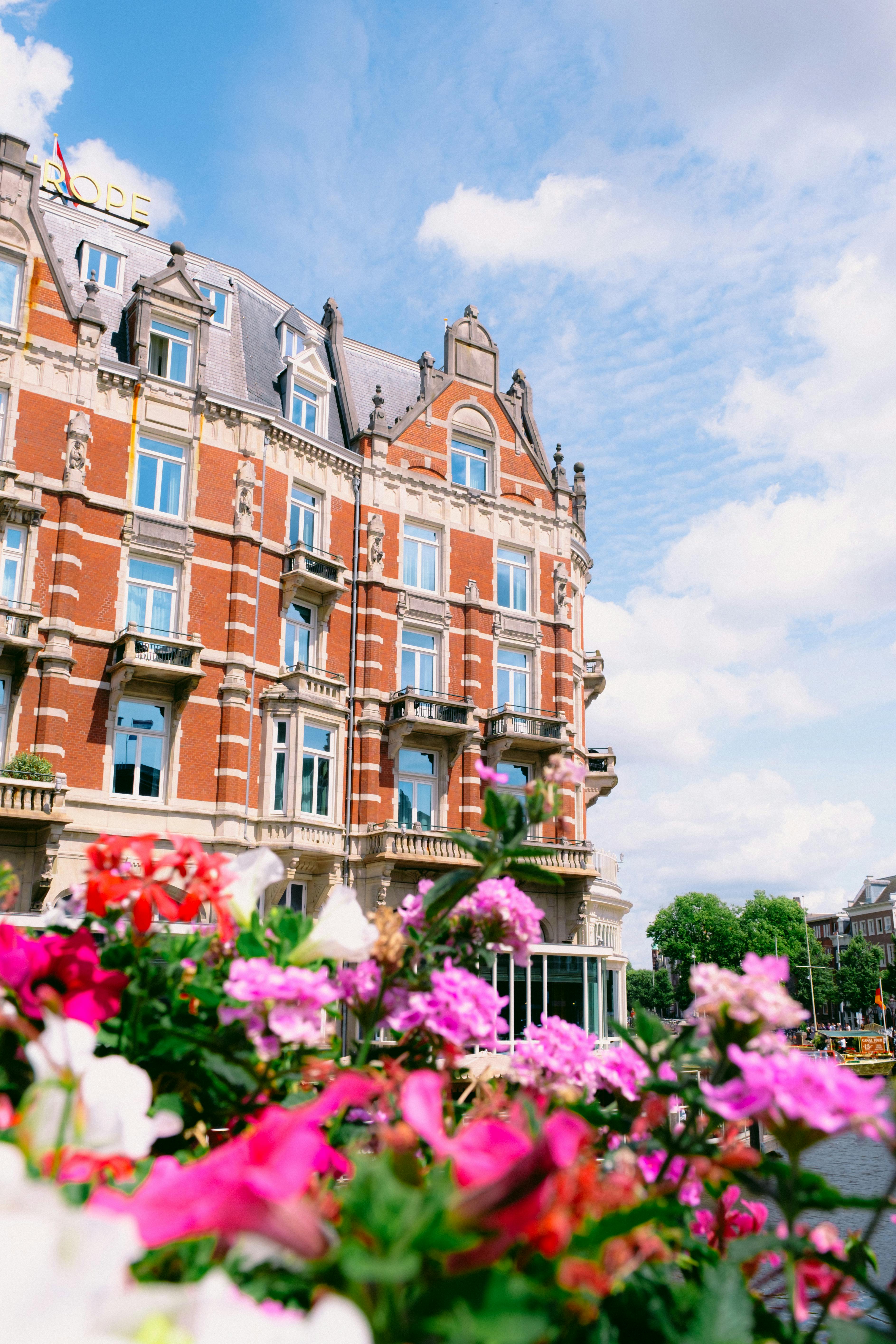 facade of the luxury hotel de l europe in amsterdam netherlands