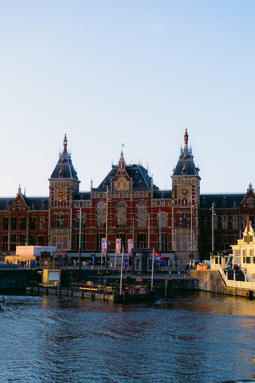 Facade of the Amsterdam Central Station, Netherlands 