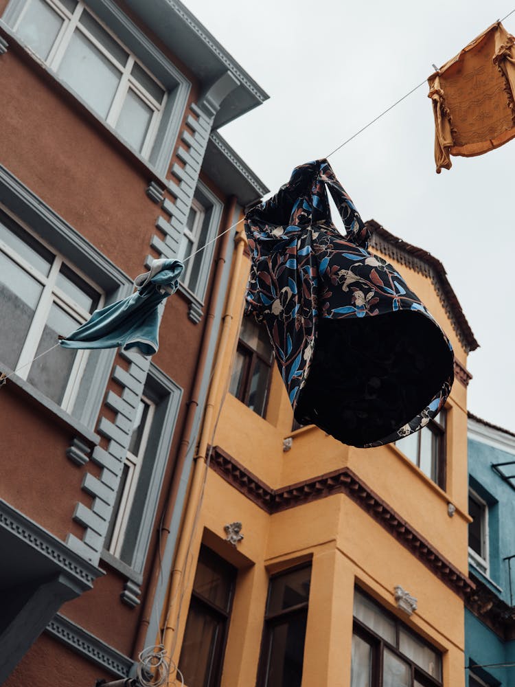 Laundry Hanging On Rope Over Street