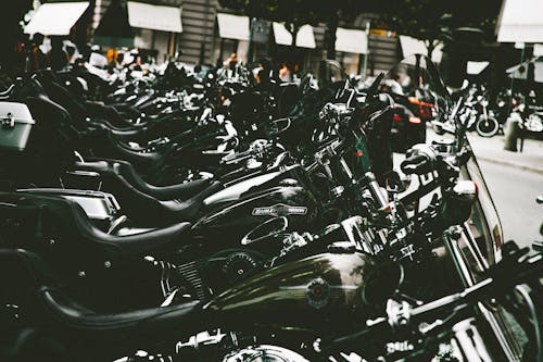 Motorcycles Parked in a Row