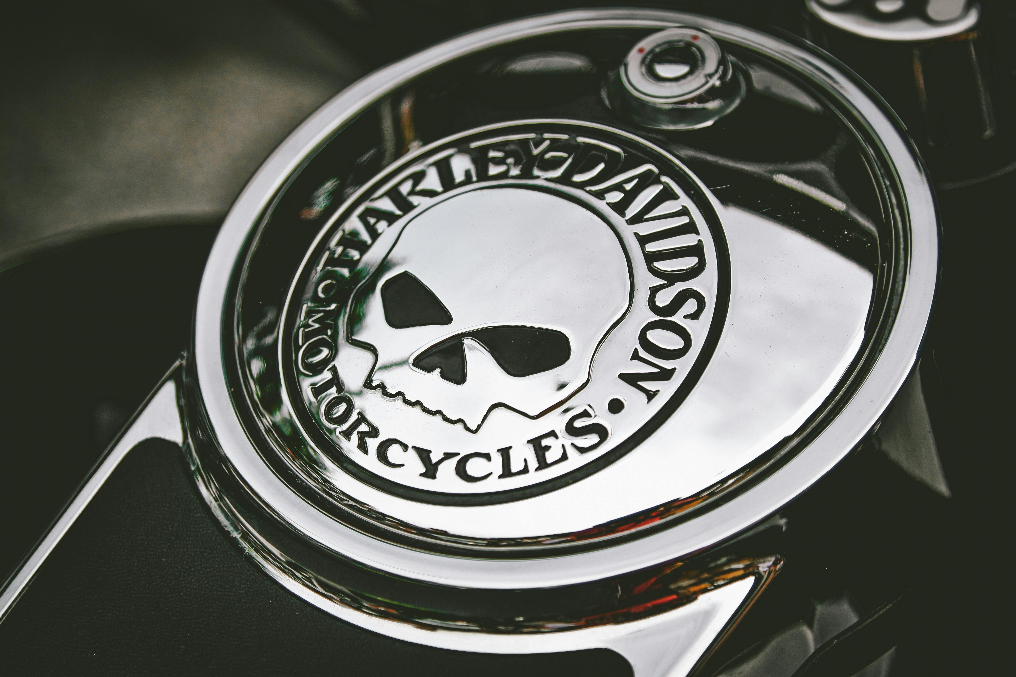 Close-Up Photo of Harley Davidson Emblem