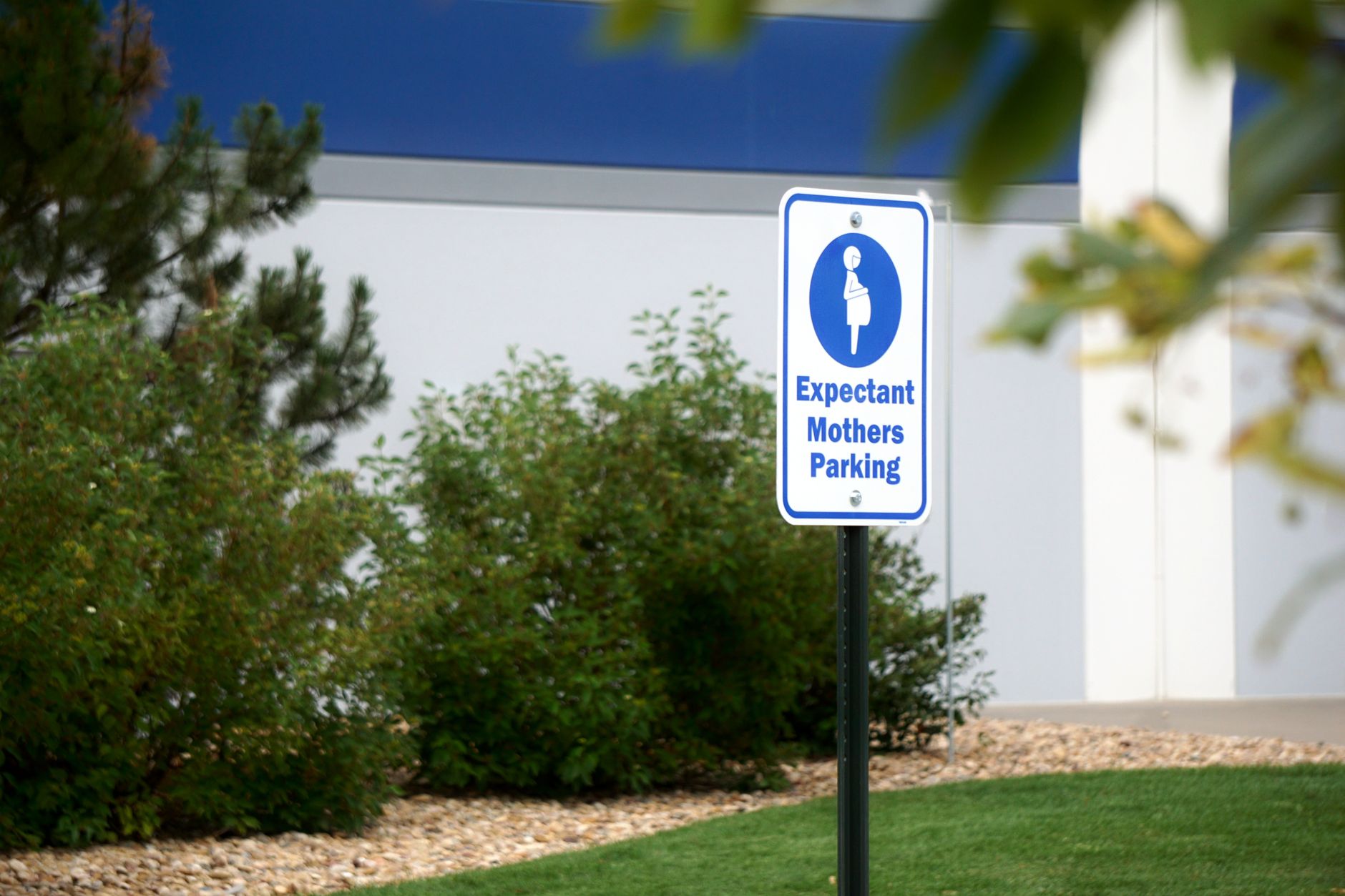 Sign designating parking for expectant mothers in a parking lot.
