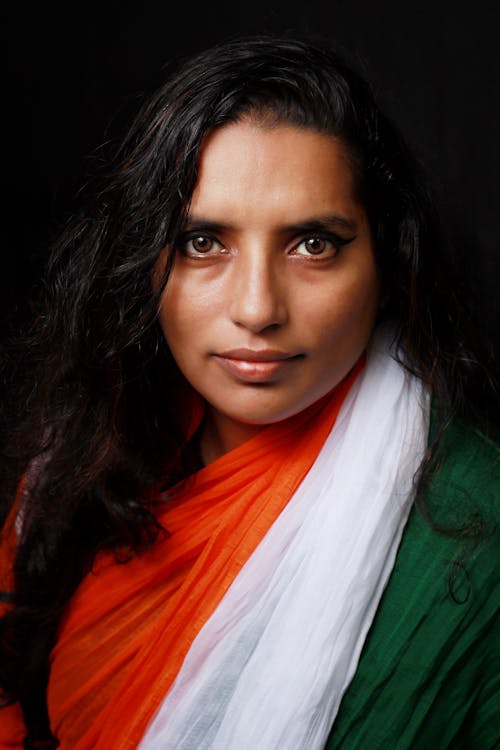 Woman Wearing Indian Flag