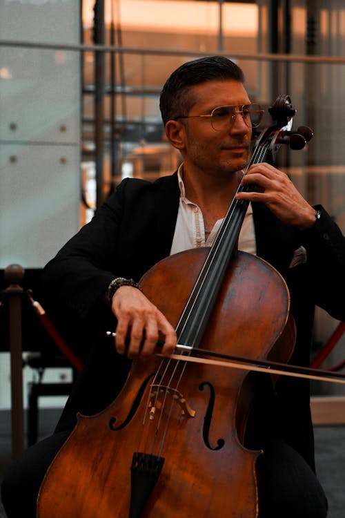 Základová fotografie zdarma na téma brýle, cello, houslista
